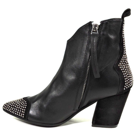 GIO+ 🇮🇹 BLACK LEATHER HEELED BOOTIE - Picture 6 of 10